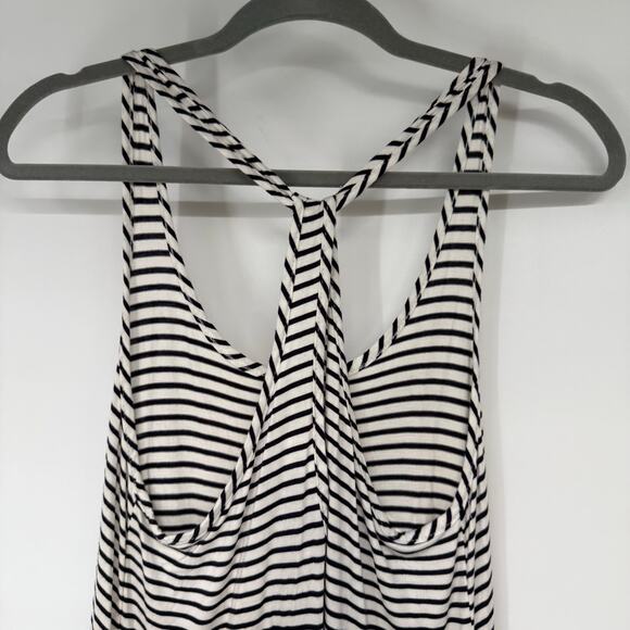 NWT Stella Cruz Striped Racerback Anchor Rope Tank Top Women's Sze M Black White - Picture 4 of 7